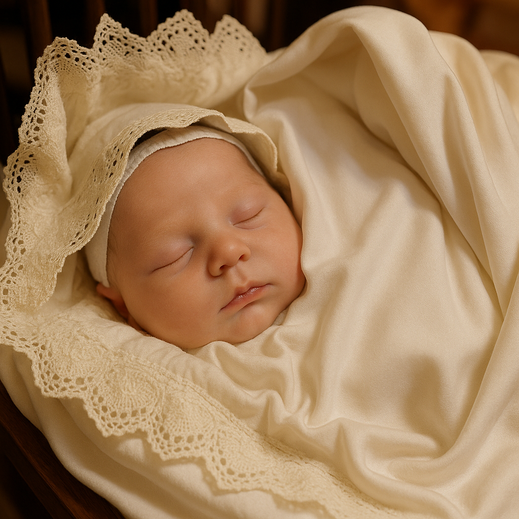 Baby wrapped in a blanket during a ceremony